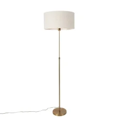 QAZQA Stehlampe verstellbar bronze mit Schirm hellgrau 50 cm - Parte