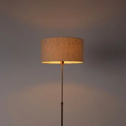 QAZQA Stehlampe verstellbar bronze mit Schirm hellgrau 50 cm - Parte
