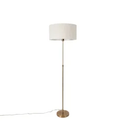 QAZQA Stehlampe verstellbar bronze mit Schirm hellgrau 50 cm - Parte