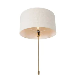 QAZQA Stehlampe verstellbar bronze mit Schirm hellgrau 50 cm - Parte