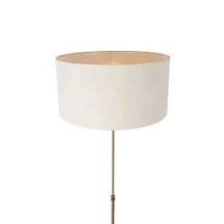 QAZQA Stehlampe verstellbar bronze mit Schirm hellgrau 50 cm - Parte