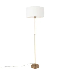 QAZQA Stehlampe verstellbar Bronze mit Schirm weiß 50 cm - Parte