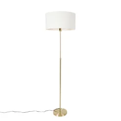 QAZQA Stehlampe verstellbar gold mit Schirm weiß 50 cm - Parte