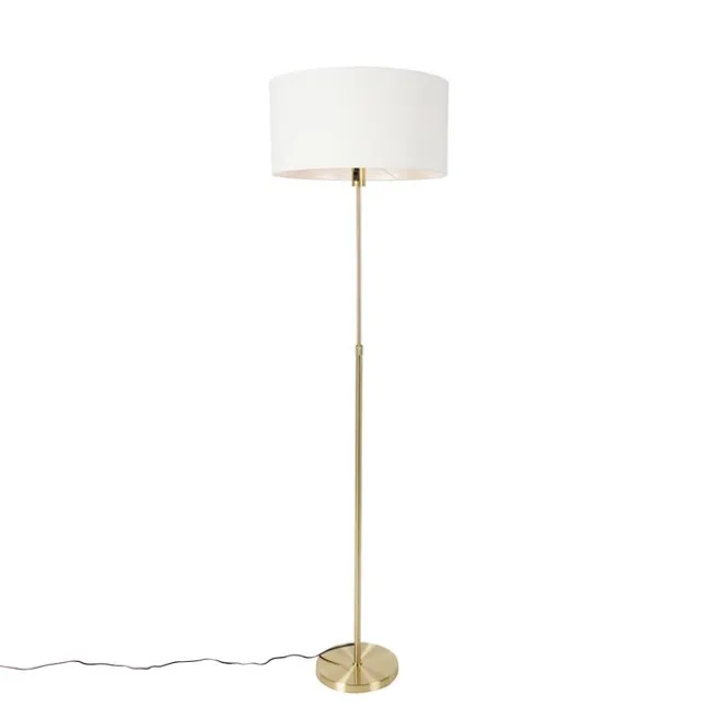 QAZQA Stehlampe verstellbar gold mit Schirm weiß 50 cm - Parte