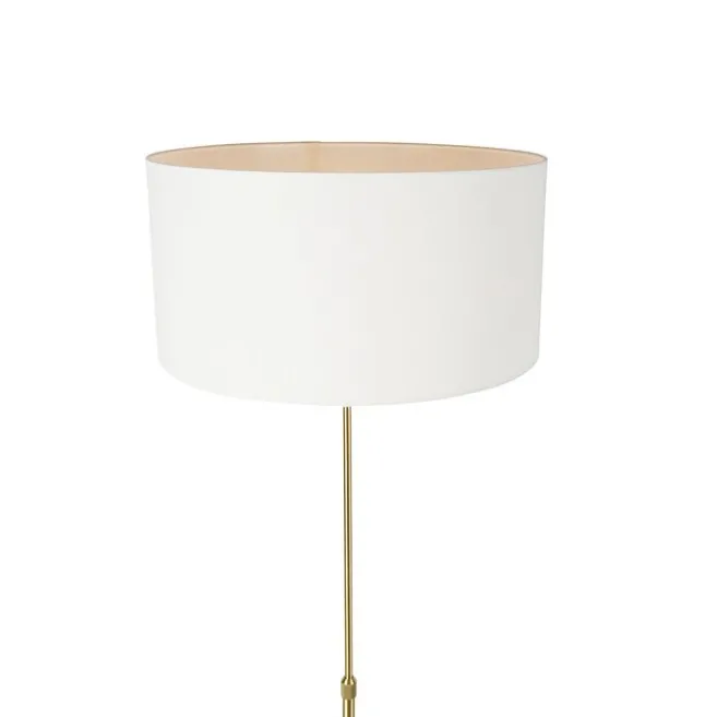 QAZQA Stehlampe verstellbar gold mit Schirm weiß 50 cm - Parte