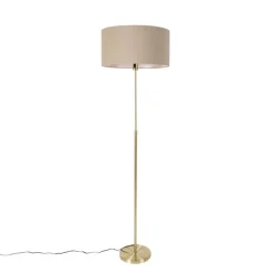QAZQA Stehlampe verstellbar gold mit Schirm hellbraun 50 cm - Parte