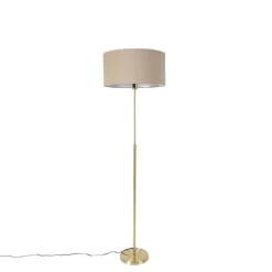 QAZQA Stehlampe verstellbar gold mit Schirm hellbraun 50 cm - Parte