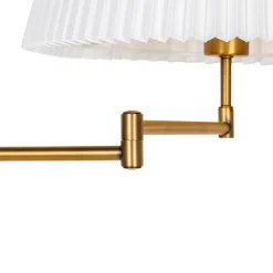 QAZQA Stehleuchte aus Bronze mit weißem Faltenschirm und verstellbarem Arm – Ladas Deluxe