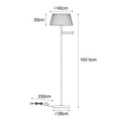 QAZQA Stehleuchte aus Bronze mit weißem Faltenschirm und verstellbarem Arm – Ladas Deluxe