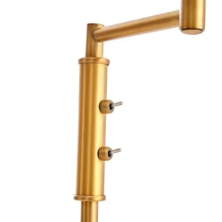 QAZQA Stehleuchte aus Bronze mit weißem Schirm und verstellbarer Leselampe – Ladas