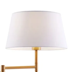 QAZQA Stehleuchte aus Bronze mit weißem Schirm und verstellbarer Leselampe – Ladas