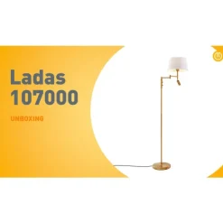 QAZQA Stehleuchte aus Bronze mit weißem Schirm und verstellbarer Leselampe – Ladas