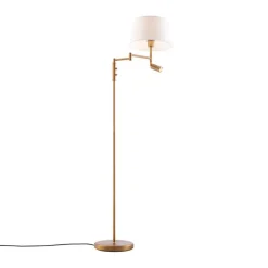 QAZQA Stehleuchte aus Bronze mit weißem Schirm und verstellbarer Leselampe – Ladas