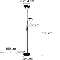 QAZQA Stehleuchte aus Stahl mit Leseleuchte inkl. LED und Dimmer - Diva 2