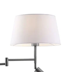 QAZQA Stehleuchte aus Stahl mit weißem Schirm und verstellbarer Leselampe – Ladas