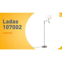 QAZQA Stehleuchte aus Stahl mit weißem Schirm und verstellbarer Leselampe – Ladas