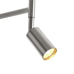 QAZQA Stehleuchte aus Stahl mit weißem Schirm und verstellbarer Leselampe – Ladas