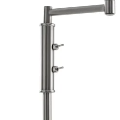 QAZQA Stehleuchte aus Stahl mit weißem Schirm und verstellbarer Leselampe – Ladas