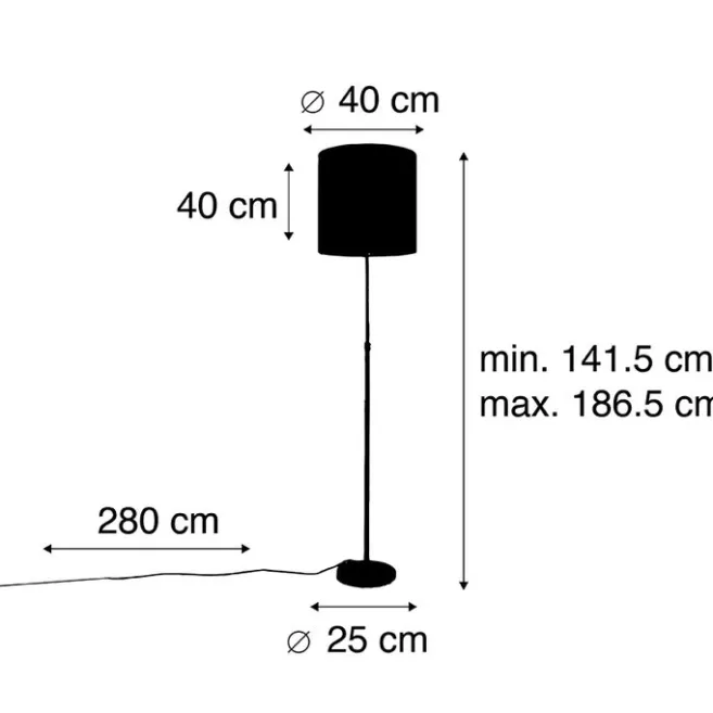 QAZQA Stehleuchte gold / messing mit Veloursschirm pink 40/40 cm - Parte