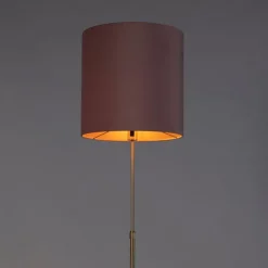 QAZQA Stehleuchte gold / messing mit Veloursschirm pink 40/40 cm - Parte