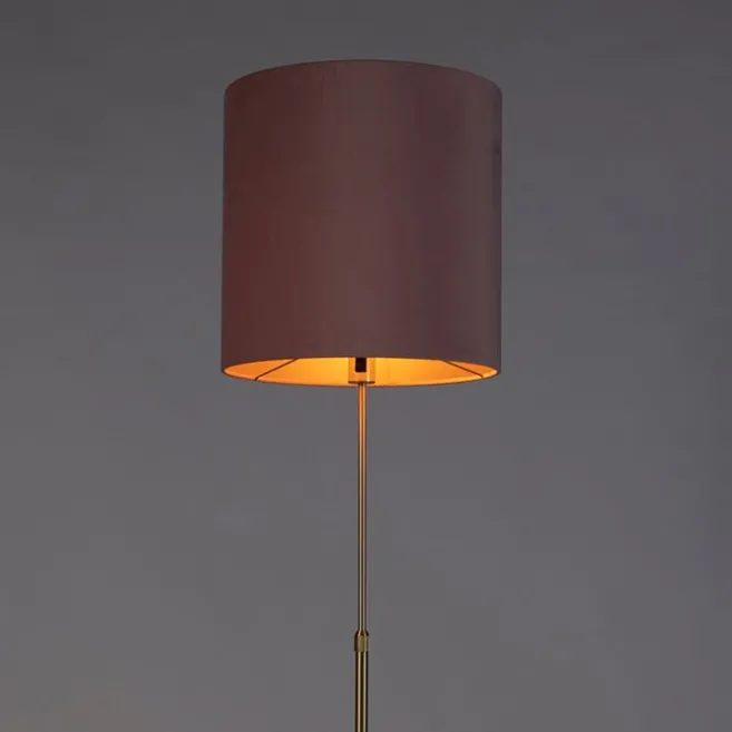 QAZQA Stehleuchte gold / messing mit Veloursschirm pink 40/40 cm - Parte
