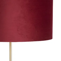 QAZQA Stehleuchte gold / messing mit veloursschirm rot 40/40 cm - Parte