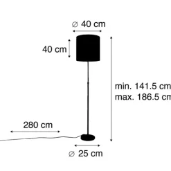 QAZQA Stehleuchte gold / messing mit veloursschirm rot 40/40 cm - Parte