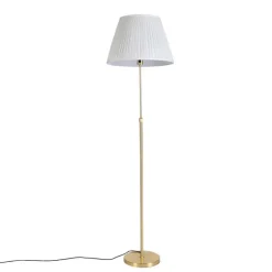 QAZQA Stehleuchte gold / messing mit plissiertem Schirm creme 45 cm - Parte