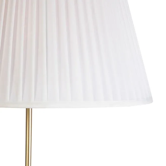 QAZQA Stehleuchte gold / messing mit plissiertem Schirm creme 45 cm - Parte