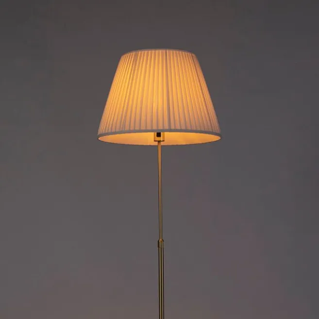 QAZQA Stehleuchte gold / messing mit plissiertem Schirm creme 45 cm - Parte