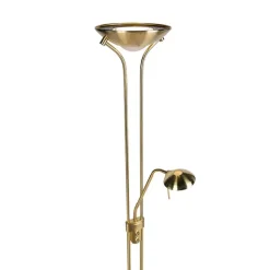 QAZQA Stehleuchte gold mit Leseleuchte inkl. LED und Dimmer - Diva 2