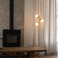 QAZQA Stehleuchte Gold mit Opalglas 3-flammig verstellbar - Anouk