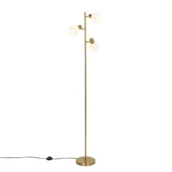 QAZQA Stehleuchte Gold mit Opalglas 3-flammig verstellbar - Anouk