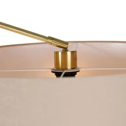 QAZQA Stehleuchte Gold mit Schirm hellbraun 50 cm verstellbar - Herausgeber