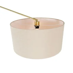 QAZQA Stehleuchte Gold mit Schirm hellbraun 50 cm verstellbar - Herausgeber