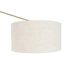 QAZQA Stehleuchte Gold mit Schirm hellgrau 50 cm verstellbar - Herausgeber