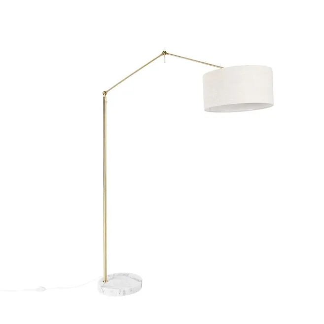 QAZQA Stehleuchte Gold mit Schirm hellgrau 50 cm verstellbar - Herausgeber