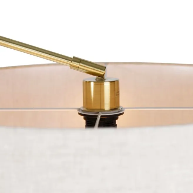 QAZQA Stehleuchte Gold mit Schirm hellgrau 50 cm verstellbar - Herausgeber