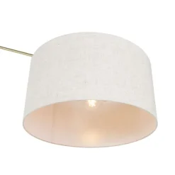 QAZQA Stehleuchte Gold mit Schirm hellgrau 50 cm verstellbar - Herausgeber