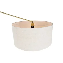 QAZQA Stehleuchte Gold mit Schirm hellgrau 50 cm verstellbar - Herausgeber