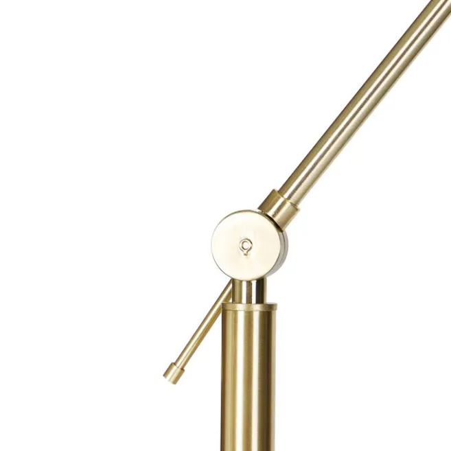 QAZQA Stehleuchte Gold mit Schirm hellgrau 50 cm verstellbar - Herausgeber