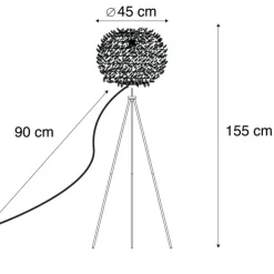 QAZQA Stehleuchte im Landhausstil Stahl mit Weiß - Feather
