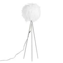 QAZQA Stehleuchte im Landhausstil Stahl mit Weiß - Feather