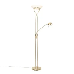 QAZQA Stehleuchte Messing inkl. LED und Dimmer mit Leselampe - Empoli