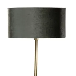 QAZQA Stehleuchte Messing mit ovalem Samt-Schirm Grün 50cm - Simplo