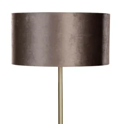 QAZQA Stehleuchte Messing mit Samt-Schirm Braun 50cm - Simplo