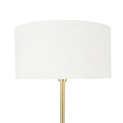 QAZQA Stehleuchte Messing mit Schirm weiß 50 cm - Simplo