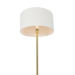 QAZQA Stehleuchte Messing mit Schirm weiß 50 cm - Simplo