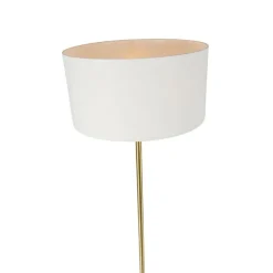 QAZQA Stehleuchte Messing mit Schirm weiß 50 cm - Simplo