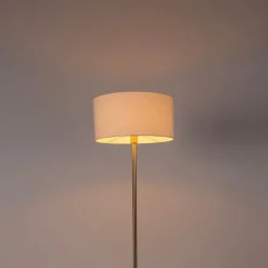 QAZQA Stehleuchte Messing mit Schirm weiß 50 cm - Simplo